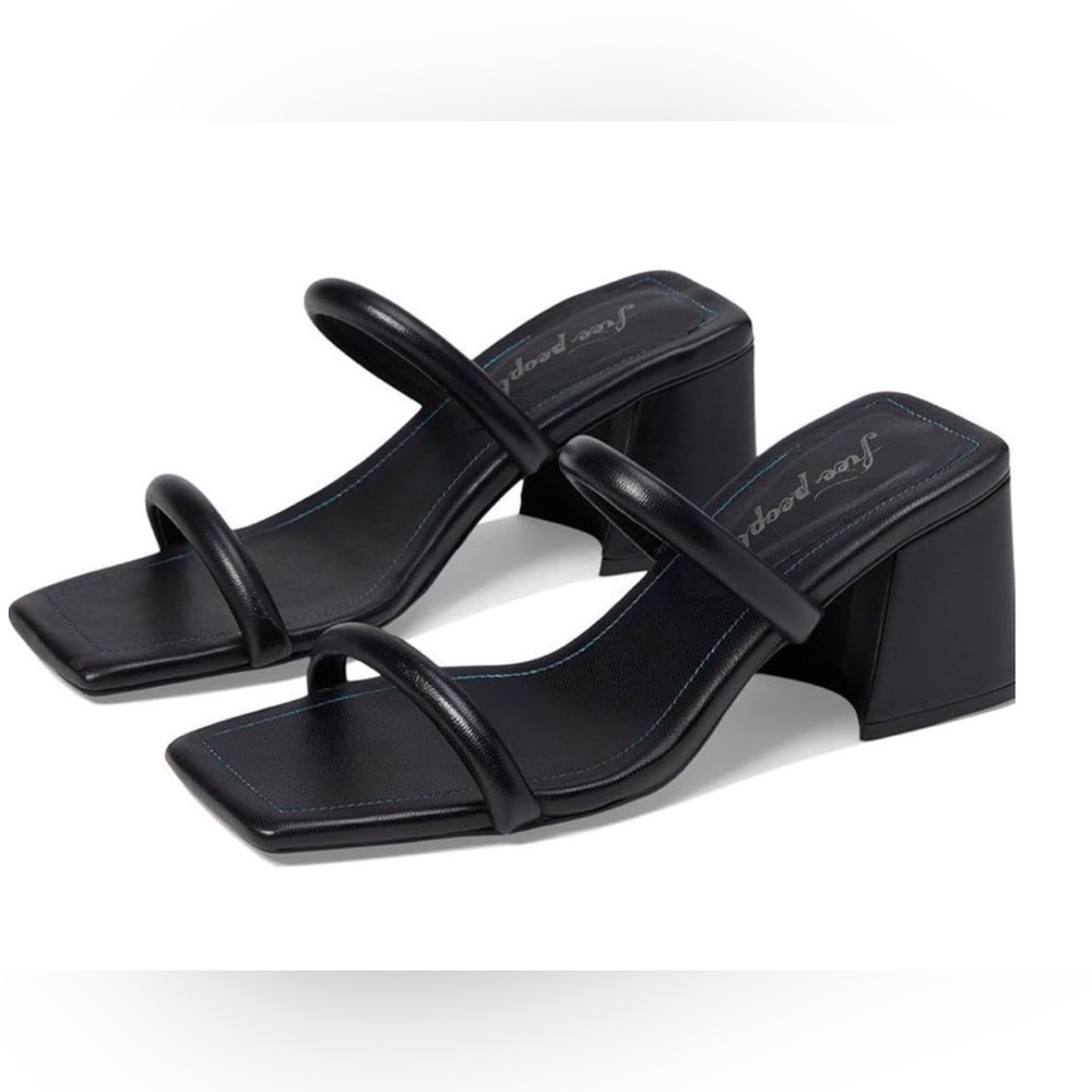 Free People Black Strappy Block Heel Sandals